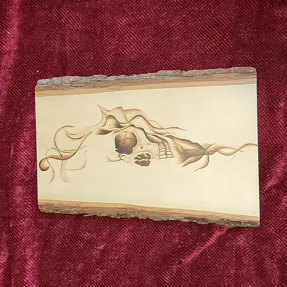 Smoking skull pyrography